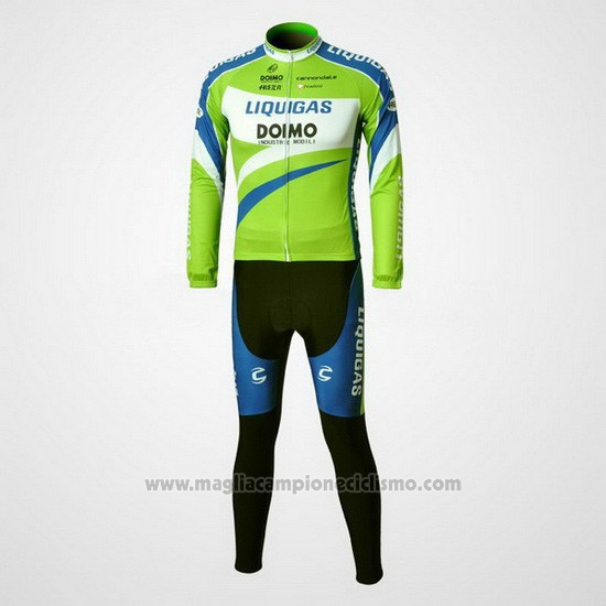 2010 Abbigliamento Ciclismo Liquigas Doimo Blu e Verde Manica Lunga e Salopette